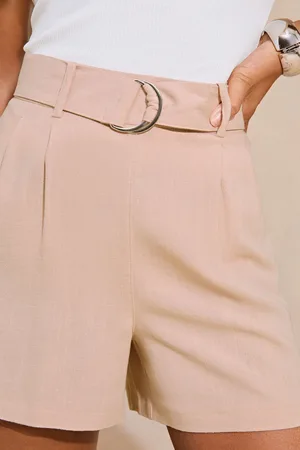 Lipsy London Womens Belted Shorts With A Touch Of Linen