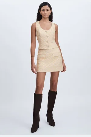 Anna Quan Womens Chevron Weave Mini Skirt