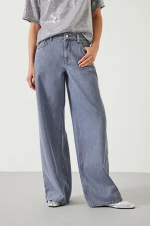 Hush Puppies Womens Nova Pintuck Wide Leg 100% Cotton Jeans