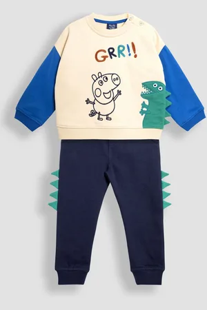 Peppa Pig Boys JoJo Maman Bébé Navy Appliqué Sweatshirt & Joggers Set