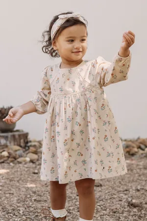 Purebaby Girls Floral Print Corduroy Dress