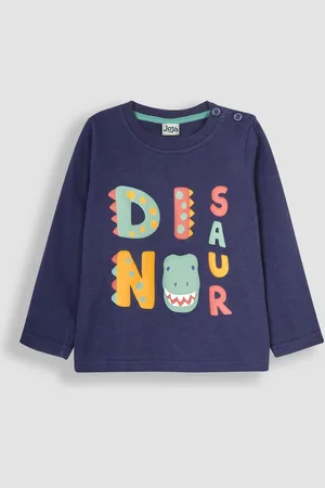 JoJo Maman Bébé Boys Navy Dinosaur Text Printed Top