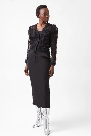 French Connection Womens Mesh Sabina Long Sleeve Shirt
