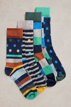 White Stuff Grey 100% Cotton Hotch Potch Ankle Socks 4 Pack M-L