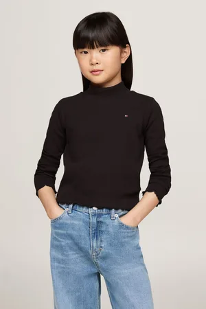 Tommy Hilfiger Girls Mock Neck Rib Long Sleeved Top