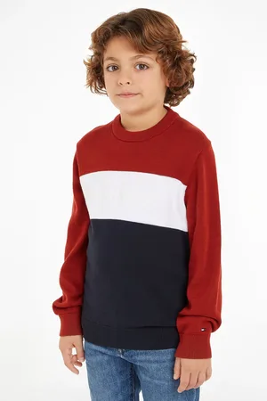 Tommy Hilfiger Boys Regular Fit Colourblock 100% Cotton Sweater