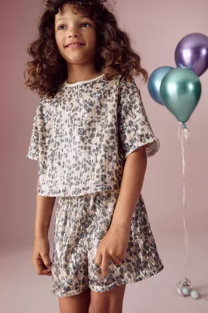 Next Girls Animal Print Sequin Top and Shorts Set (3-16yrs)