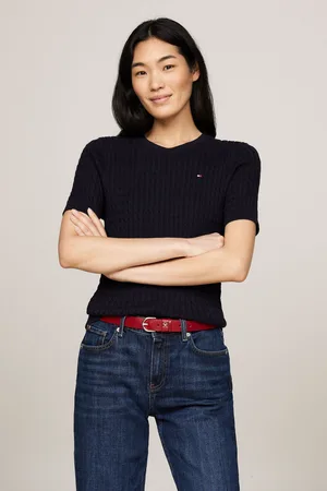 Tommy Hilfiger Womens Cotton Cable Crew Neck Sweater