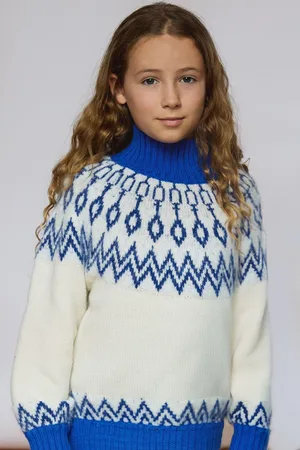 The Little Tailor Girls Kids Diamond Fairisle Knitted Christmas Jumper