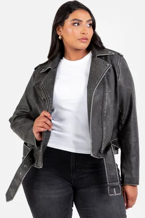 Lovedrobe Womens Distressed Biker Jacket With Belt And Pockets
