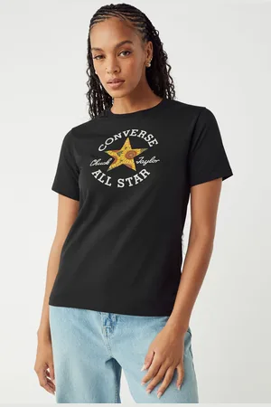 Converse Black Patch 100% Cotton Graphic T-Shirt S