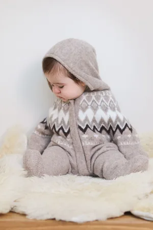 The Little Tailor Girls Baby Soft Knitted Lined Christmas Pramsuit
