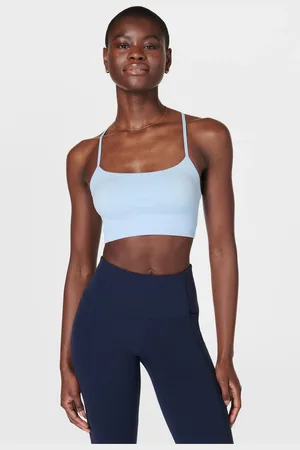 Sweaty Betty Light Blue Spirit Restored Seamless Yoga Bra L