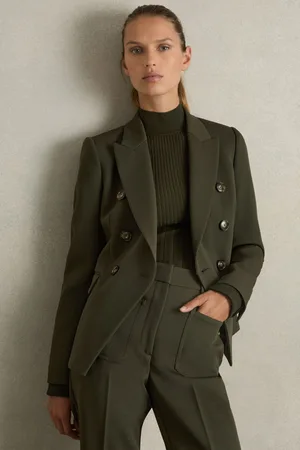 Reiss Womens Priya Twill Double-Breasted Blazer