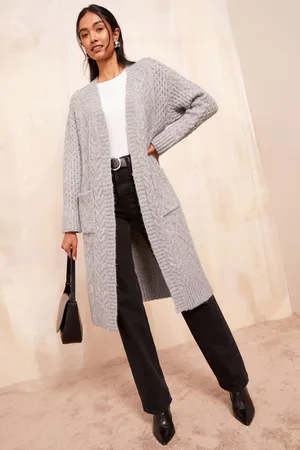 Friends Like These Womens Longline Cable Knit Coatigan