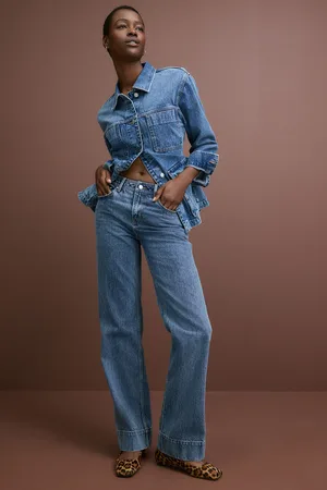 Next Womens Mid Elevated Straight Leg 100% Cotton Jeans