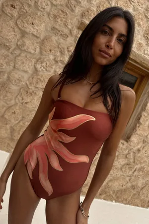 Never Fully Dressed Chocolate Brown Sun Tummy Control Bandeau Swimsuit AU 18