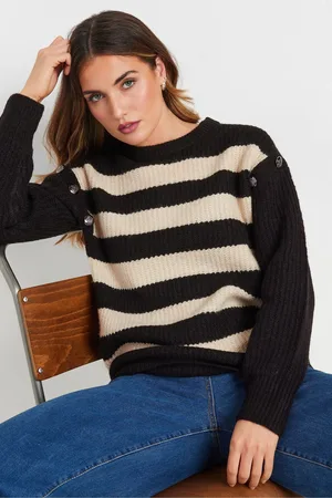 Long Tall Sally Womens Button Shoulder Cable Jumper
