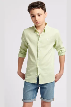 Jack Wills Boys Green Boys Linen Blend Shirt