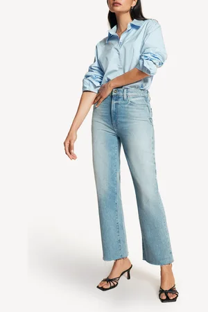 Paige Womens Courtney Raw Hem Ankle Flare Jeans
