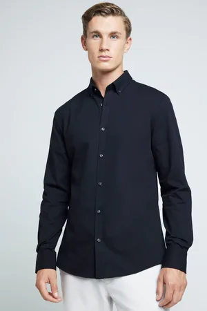 River Island Muscle Fit Long Sleeve Textured Shirt S