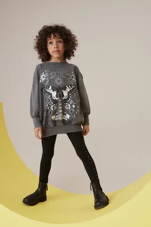 Next Girls Charcoal Butterfly Sweatshirt And Leggings Set (3-16yrs)