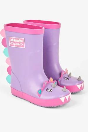 JoJo Maman Bébé Girls Lilac Dinosaur Wellies