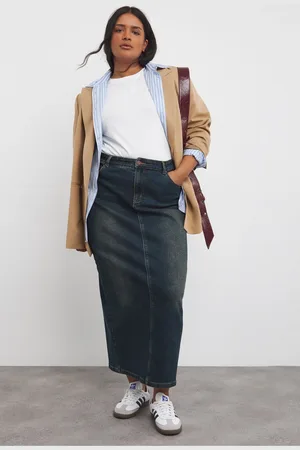 Simply Be Womens Vintage Wash Column Maxi Skirt