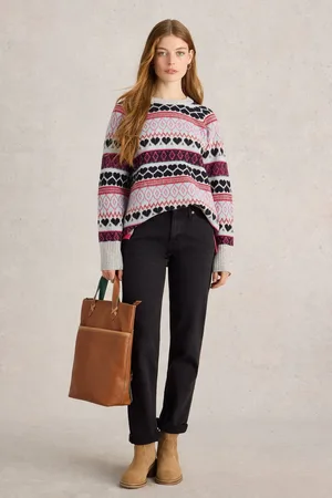 White Stuff Womens Gabby Longline Fairisle Pattern Jumper