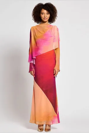 DASKA Ali Maxi Dress With Long Sleeves And Front Wrap Detail S