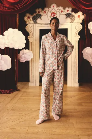 Cath Kidston Ecru Paddington Check Button Up 100% Cotton Pyjamas AU 24 R