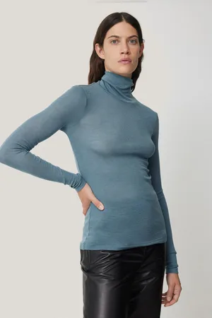 Jigsaw Womens Wool Jersey Polo Neck Top