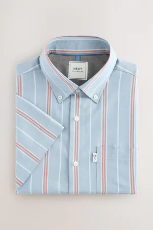 Next Short Sleeve With Button Down Collar Stripe Easy Iron Oxford Shirt XXL