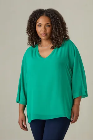 Live Unlimited London Womens Curve V-Neck Overlay Top