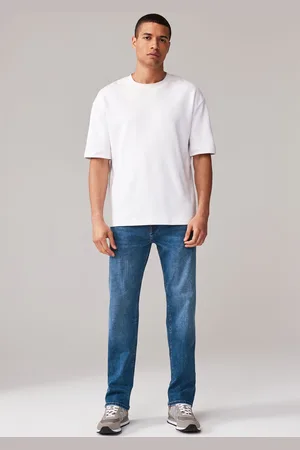 Next Mens Mid Straight Fit Vintage Stretch Authentic Jeans