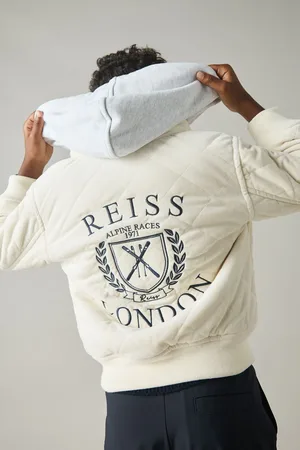 Reiss Boys Off /Grey Ture 3-9 yrs Embroidered Quilted Needlecord Jacket