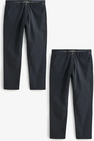 Next Mens Navy Straight Stretch Chinos Trousers 2 Pack