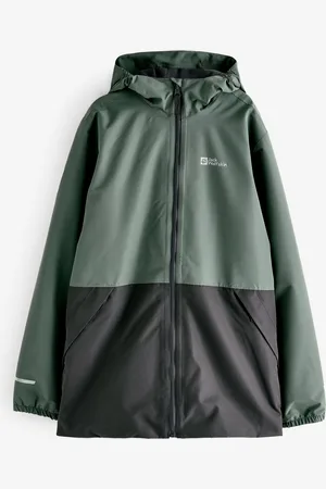 Jack Wolfskin Boys Kids Snowy Days Colour Block Rain Jacket