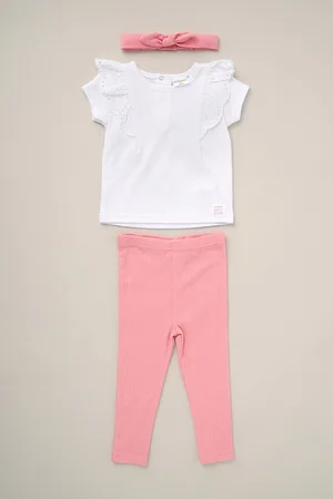 LILY & JACK Girls Ribbed Top Leggings And Headband Outfit Set 3 Piece