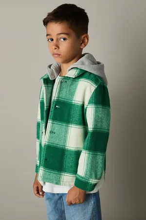 Reiss Boys /Off White Mcfadden Wool-Blend Checked-Twill Overshirt