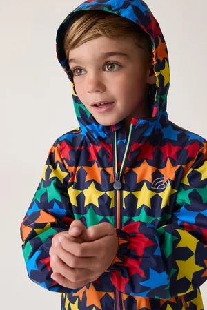 Little Bird Boys Multi Rainbow Shower Resistant Mac Jacket