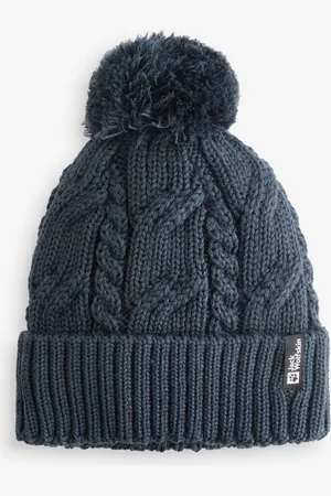 Jack Wolfskin Mens Navy Pom Pom Knitted Beanie