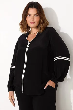 Live Unlimited London Womens And White Curve Contrast Seam Blouse