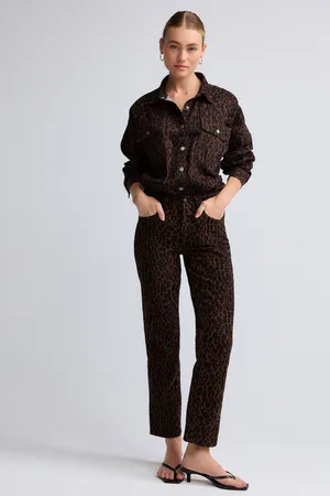 Next Womens Leopard Print Comfort Stretch Straight Jeans