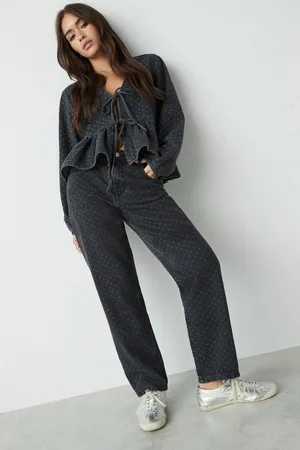 Next Womens Polkadot 100% Cotton Straight Leg Jeans