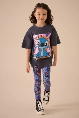 Disney Girls Charcoal Lilo & Stitch Oversized License T-Shirt (3-16yrs)