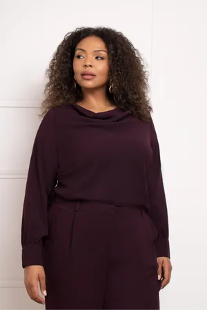 Live Unlimited London Womens Cowl Neck Long sleeve Blouse