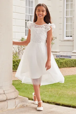 Lipsy London Girls Ivory Lace Bodice Occasion Dress (5-16yrs)
