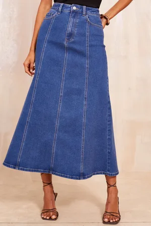 Friends Like These Seam Detail Flared Denim Skirt AU 10