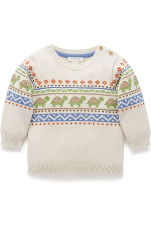 Purebaby Boys Little Turtle Print Jumper